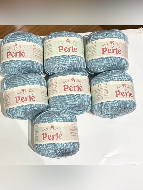 Eaton Other - Vintage Yarn - Lady Fair Perlé Light Blue DK weight acrylic yarn - 7 skeins